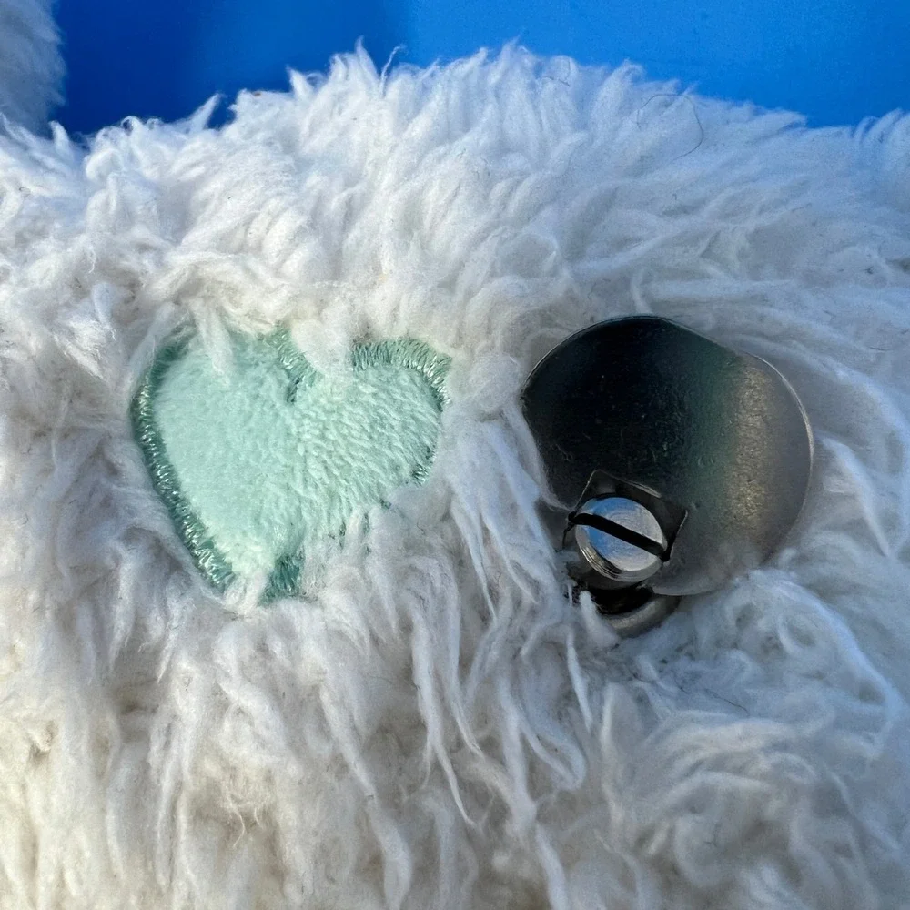 Carters Plush Lamb Small White Pink Bow Polka Dot Feet‎ Heart Patch Nursery Toy